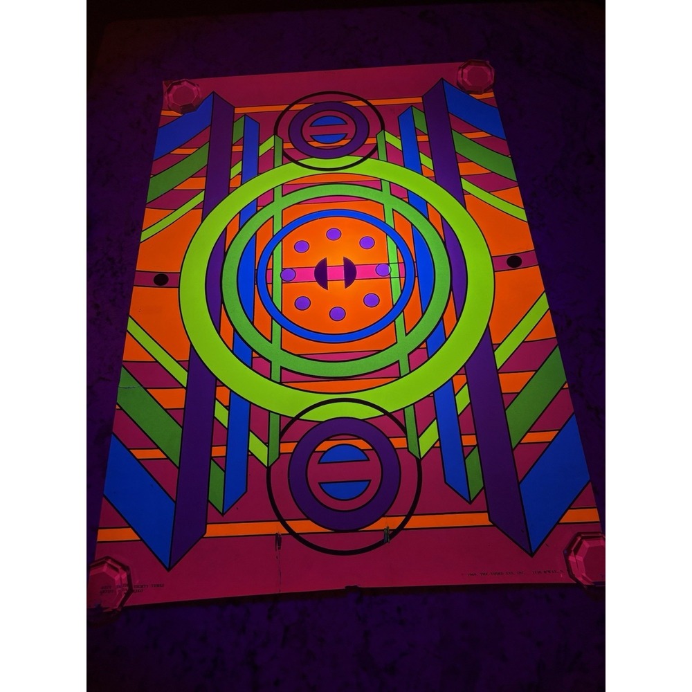 Original 1969 Vintage Blacklight Poster Three Thirty Three Abstract Psychedelic